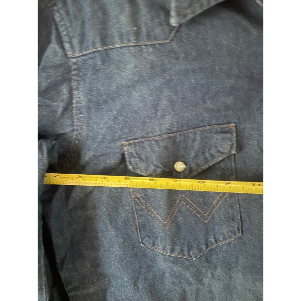 Lot of 2 Wrangler Mens Western Denim Pearl Snap Shirts Blue Regular Fit 17-34 - Picture 2 of 14